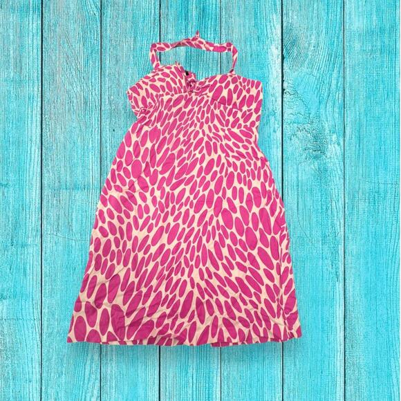 Karin Stevens Vintage Y2K Barbie Pink White Speckled Halter Dress Size 10 - Picture 1 of 9